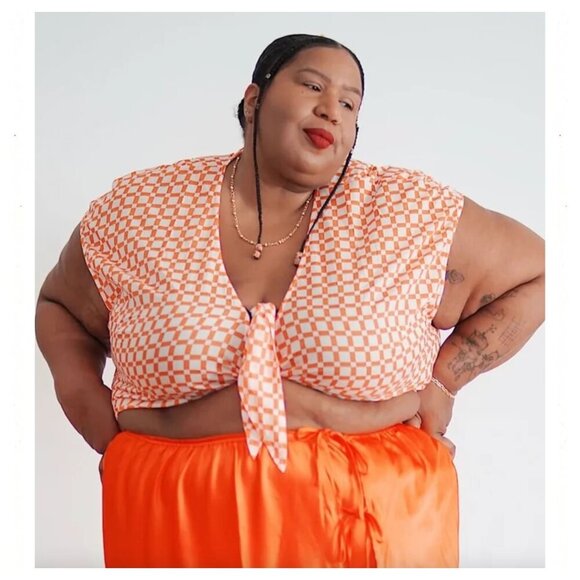 5/$100 SALE - WRAY Knot Top Sunset Basket Check - Picture 1 of 8